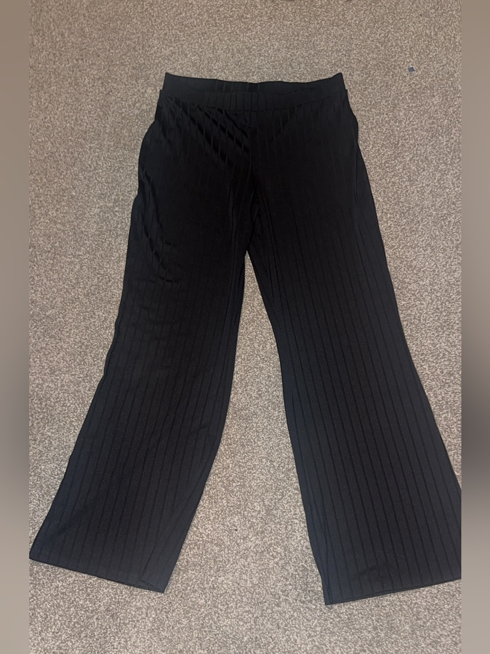H&M Black Ribbed Wide Leg Trousers